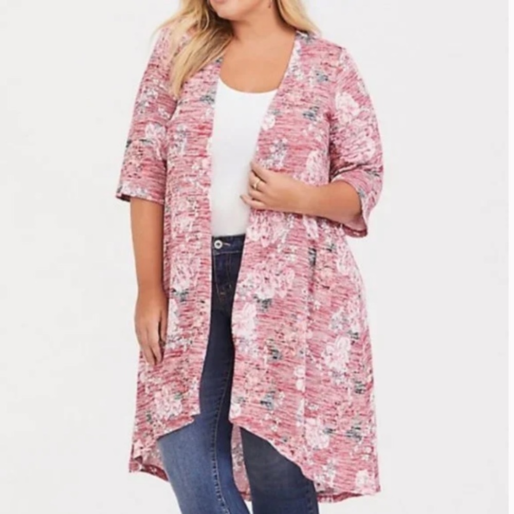 Torrid floral space dye kimono hi-low duster size 12